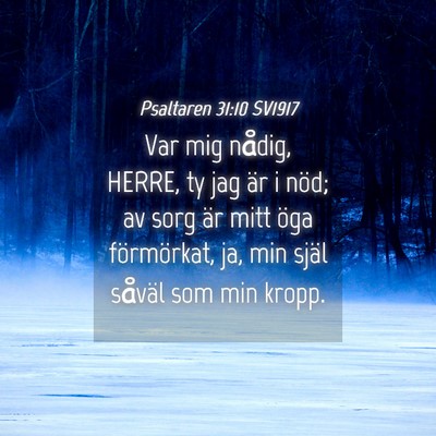 Picture 04 - Psaltaren 31:10 SV1917 - Var mig nådig, HERRE, ty jag är i nöd; av sorg - Bible Verse Picture