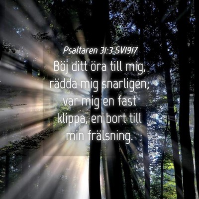 Picture 04 - Psaltaren 31:3 SV1917 - Böj ditt öra till mig, rädda mig snarligen; - Bible Verse Picture