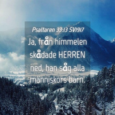 Picture 04 - Psaltaren 33:13 SV1917 - Ja, från himmelen skådade HERREN ned, han såg - Bible Verse Picture