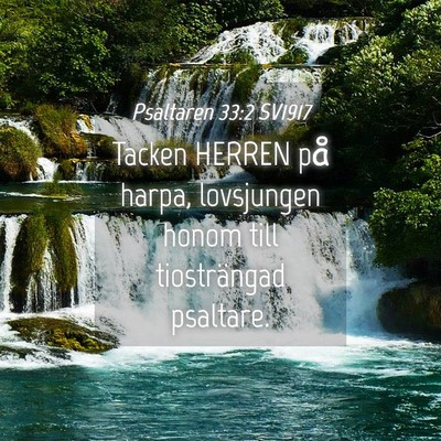 Picture 04 - Psaltaren 33:2 SV1917 - Tacken HERREN på harpa, lovsjungen honom till - Bible Verse Picture