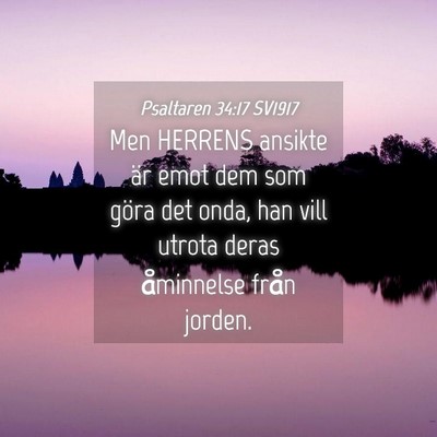 Picture 04 - Psaltaren 34:17 SV1917 - Men HERRENS ansikte är emot dem som göra det - Bible Verse Picture
