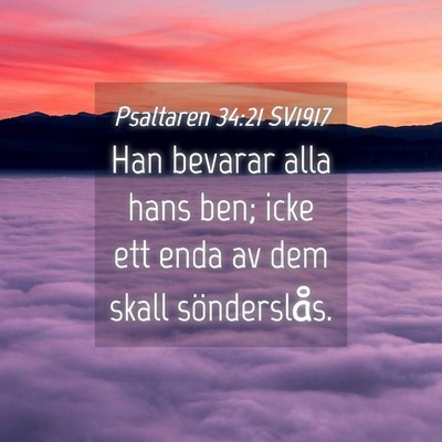 Picture 04 - Psaltaren 34:21 SV1917 - Han bevarar alla hans ben; icke ett enda av dem - Bible Verse Picture