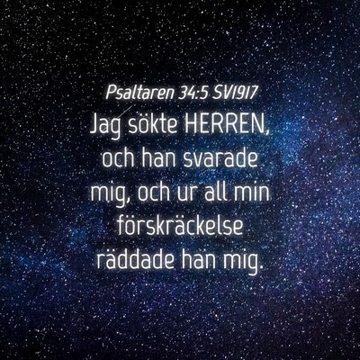Picture 04 - Psaltaren 34:5 SV1917 - Jag sökte HERREN, och han svarade mig, och ur - Bible Verse Picture