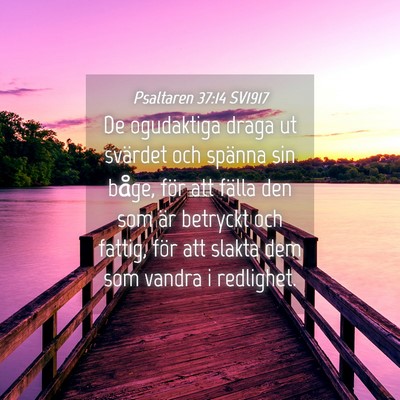 Picture 04 - Psaltaren 37:14 SV1917 - De ogudaktiga draga ut svärdet och spänna sin - Bible Verse Picture