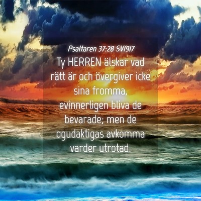 Picture 04 - Psaltaren 37:28 SV1917 - Ty HERREN älskar vad rätt är och övergiver - Bible Verse Picture