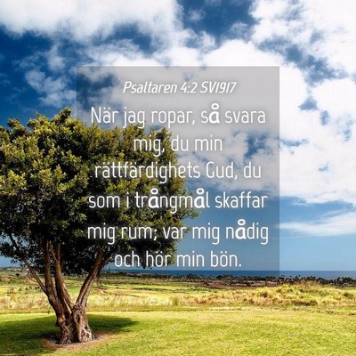 Picture 04 - Psaltaren 4:2 SV1917 - När jag ropar, så svara mig, du min - Bible Verse Picture