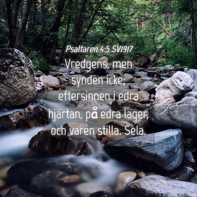 Picture 04 - Psaltaren 4:5 SV1917 - Vredgens, men synden icke; eftersinnen i edra - Bible Verse Picture