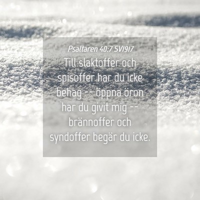 Picture 04 - Psaltaren 40:7 SV1917 - Till slaktoffer och spisoffer har du icke behag - Bible Verse Picture