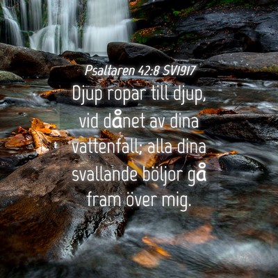 Picture 04 - Psaltaren 42:8 SV1917 - Djup ropar till djup, vid dånet av dina - Bible Verse Picture
