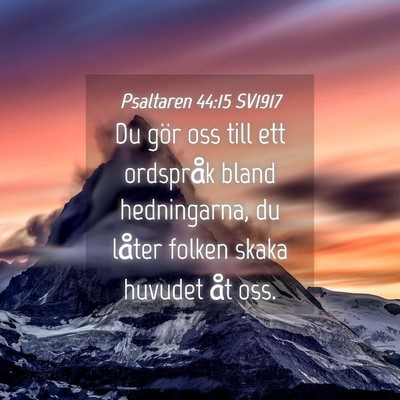 Picture 04 - Psaltaren 44:15 SV1917 - Du gör oss till ett ordspråk bland hedningarna, - Bible Verse Picture
