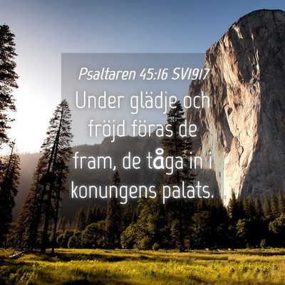 Picture 04 - Psaltaren 45:16 SV1917 - Under glädje och fröjd föras de fram, de tåga - Bible Verse Picture