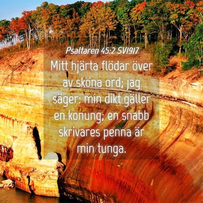 Picture 04 - Psaltaren 45:2 SV1917 - Mitt hjärta flödar över av sköna ord; jag - Bible Verse Picture