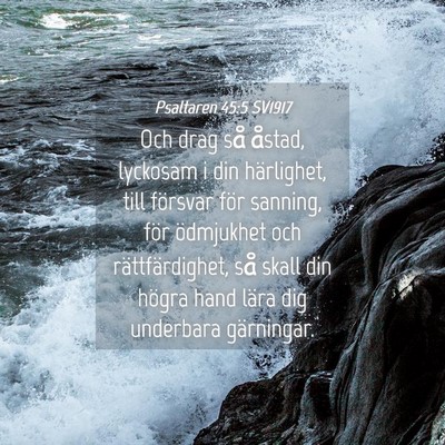 Picture 04 - Psaltaren 45:5 SV1917 - Och drag så åstad, lyckosam i din härlighet, - Bible Verse Picture