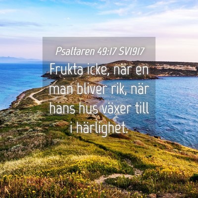 Picture 04 - Psaltaren 49:17 SV1917 - Frukta icke, när en man bliver rik, när hans - Bible Verse Picture