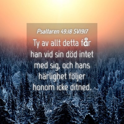Picture 04 - Psaltaren 49:18 SV1917 - Ty av allt detta får han vid sin död intet med - Bible Verse Picture