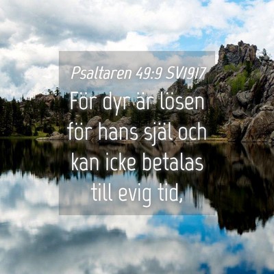 Picture 04 - Psaltaren 49:9 SV1917 - För dyr är lösen för hans själ och kan icke - Bible Verse Picture