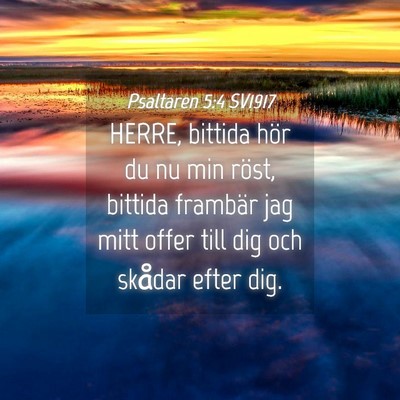 Picture 04 - Psaltaren 5:4 SV1917 - HERRE, bittida hör du nu min röst, bittida - Bible Verse Picture