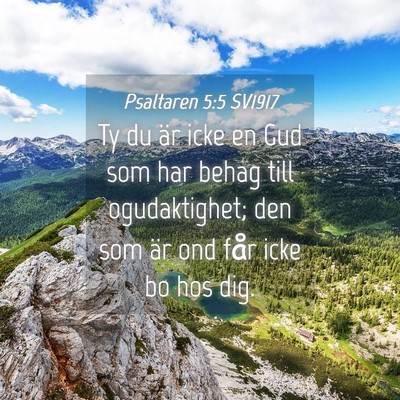 Picture 04 - Psaltaren 5:5 SV1917 - Ty du är icke en Gud som har behag till - Bible Verse Picture