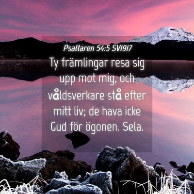 Picture 04 - Psaltaren 54:5 SV1917 - Ty främlingar resa sig upp mot mig, och - Bible Verse Picture