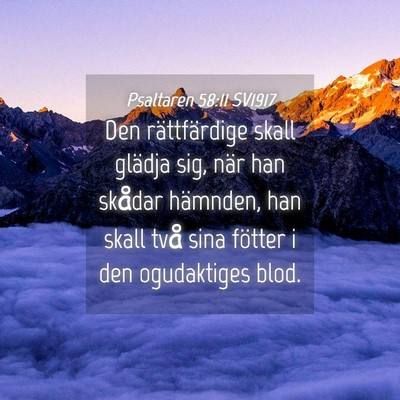 Picture 04 - Psaltaren 58:11 SV1917 - Den rättfärdige skall glädja sig, när han - Bible Verse Picture