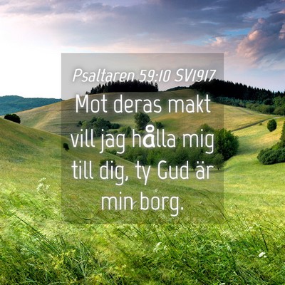Picture 04 - Psaltaren 59:10 SV1917 - Mot deras makt vill jag hålla mig till dig, ty - Bible Verse Picture