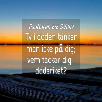 Picture 04 - Psaltaren 6:6 SV1917 - Ty i döden tänker man icke på dig; vem tackar - Bible Verse Picture