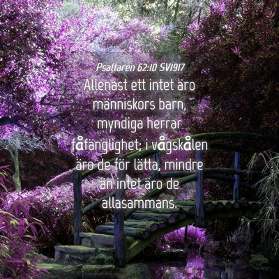 Picture 04 - Psaltaren 62:10 SV1917 - Allenast ett intet äro människors barn, myndiga - Bible Verse Picture