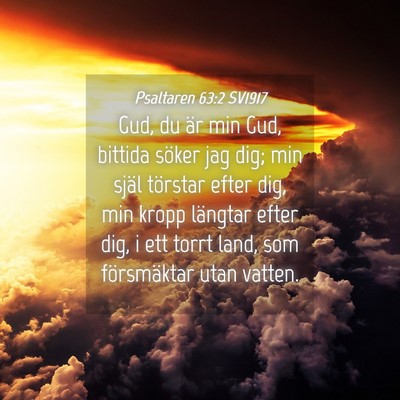 Picture 04 - Psaltaren 63:2 SV1917 - Gud, du är min Gud, bittida söker jag dig; min - Bible Verse Picture