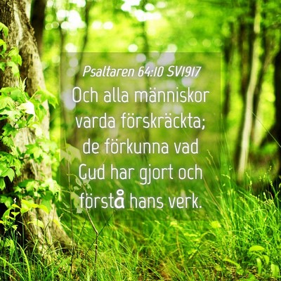 Picture 04 - Psaltaren 64:10 SV1917 - Och alla människor varda förskräckta; de - Bible Verse Picture