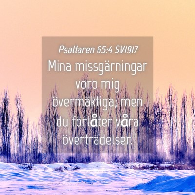Picture 04 - Psaltaren 65:4 SV1917 - Mina missgärningar voro mig övermäktiga; men - Bible Verse Picture