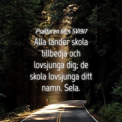 Picture 04 - Psaltaren 66:4 SV1917 - Alla länder skola tillbedja och lovsjunga dig; - Bible Verse Picture