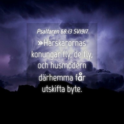 Picture 04 - Psaltaren 68:13 SV1917 - »Härskarornas konungar fly, de fly, och - Bible Verse Picture