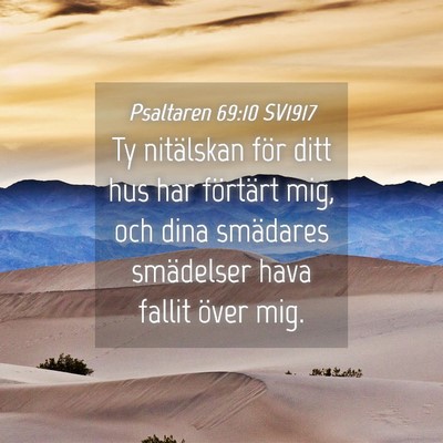 Picture 04 - Psaltaren 69:10 SV1917 - Ty nitälskan för ditt hus har förtärt mig, - Bible Verse Picture