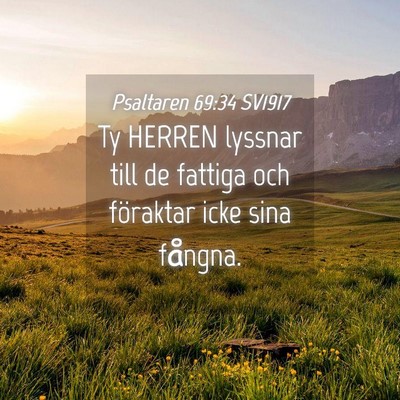 Picture 04 - Psaltaren 69:34 SV1917 - Ty HERREN lyssnar till de fattiga och föraktar - Bible Verse Picture