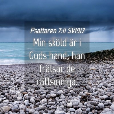 Picture 04 - Psaltaren 7:11 SV1917 - Min sköld är i Guds hand; han frälsar de - Bible Verse Picture