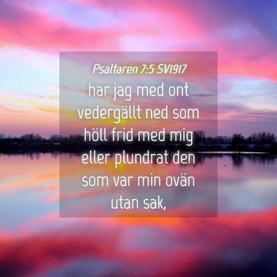 Picture 04 - Psaltaren 7:5 SV1917 - har jag med ont vedergällt ned som höll frid - Bible Verse Picture