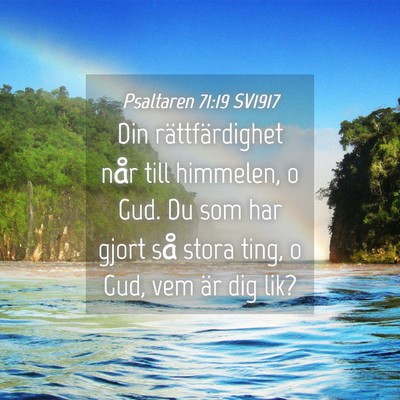Picture 04 - Psaltaren 71:19 SV1917 - Din rättfärdighet når till himmelen, o Gud. Du - Bible Verse Picture