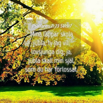 Picture 04 - Psaltaren 71:23 SV1917 - Mina läppar skola jubla, ty jag vill lovsjunga - Bible Verse Picture