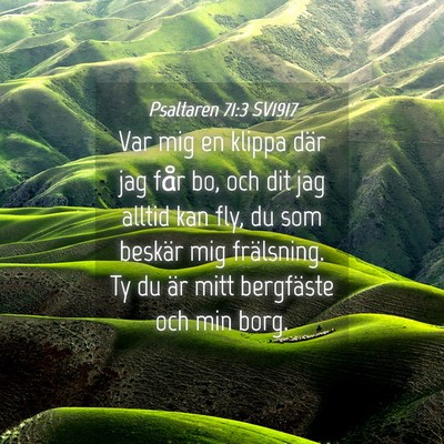Picture 04 - Psaltaren 71:3 SV1917 - Var mig en klippa där jag får bo, och dit jag - Bible Verse Picture