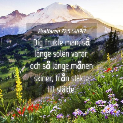 Picture 04 - Psaltaren 72:5 SV1917 - Dig frukte man, så länge solen varar, och så - Bible Verse Picture