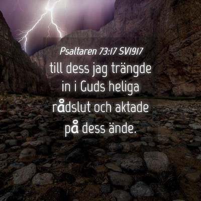 Picture 04 - Psaltaren 73:17 SV1917 - till dess jag trängde in i Guds heliga rådslut - Bible Verse Picture