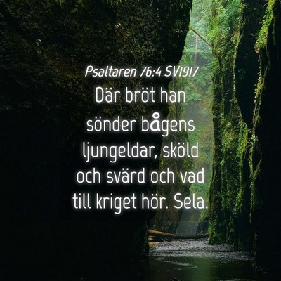 Picture 04 - Psaltaren 76:4 SV1917 - Där bröt han sönder bågens ljungeldar, sköld - Bible Verse Picture