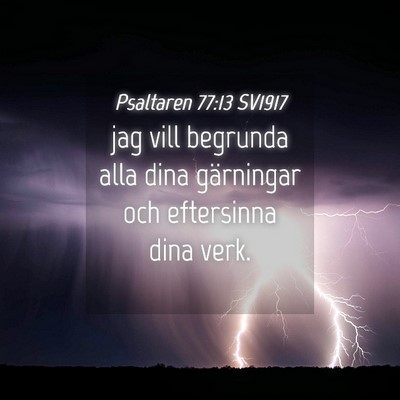 Picture 04 - Psaltaren 77:13 SV1917 - jag vill begrunda alla dina gärningar och - Bible Verse Picture