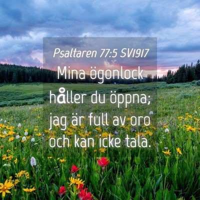 Picture 04 - Psaltaren 77:5 SV1917 - Mina ögonlock håller du öppna; jag är full av - Bible Verse Picture