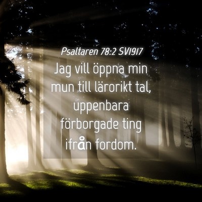 Picture 04 - Psaltaren 78:2 SV1917 - Jag vill öppna min mun till lärorikt tal, - Bible Verse Picture