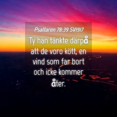 Picture 04 - Psaltaren 78:39 SV1917 - Ty han tänkte därpå att de voro kött, en vind - Bible Verse Picture