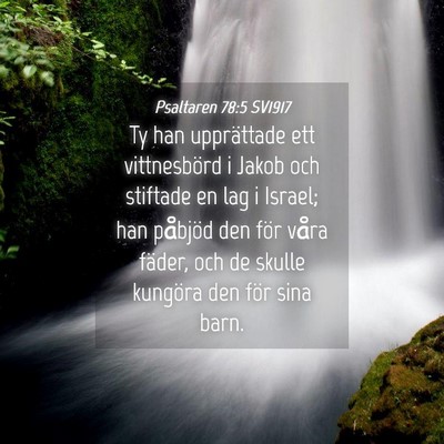 Picture 04 - Psaltaren 78:5 SV1917 - Ty han upprättade ett vittnesbörd i Jakob och - Bible Verse Picture