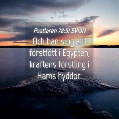 Picture 04 - Psaltaren 78:51 SV1917 - Och han slog allt förstfött i Egypten, kraftens - Bible Verse Picture