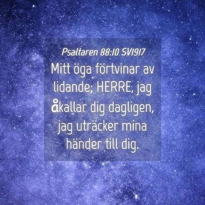 Picture 04 - Psaltaren 88:10 SV1917 - Mitt öga förtvinar av lidande; HERRE, jag - Bible Verse Picture