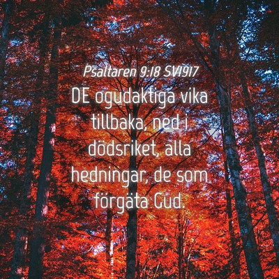 Picture 04 - Psaltaren 9:18 SV1917 - DE ogudaktiga vika tillbaka, ned i dödsriket, - Bible Verse Picture